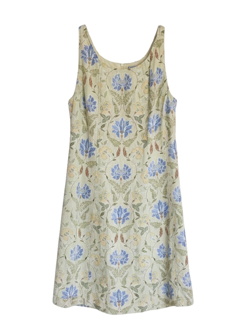 LOFT Sleeveless Floral Mini Dress - Cream & Blue